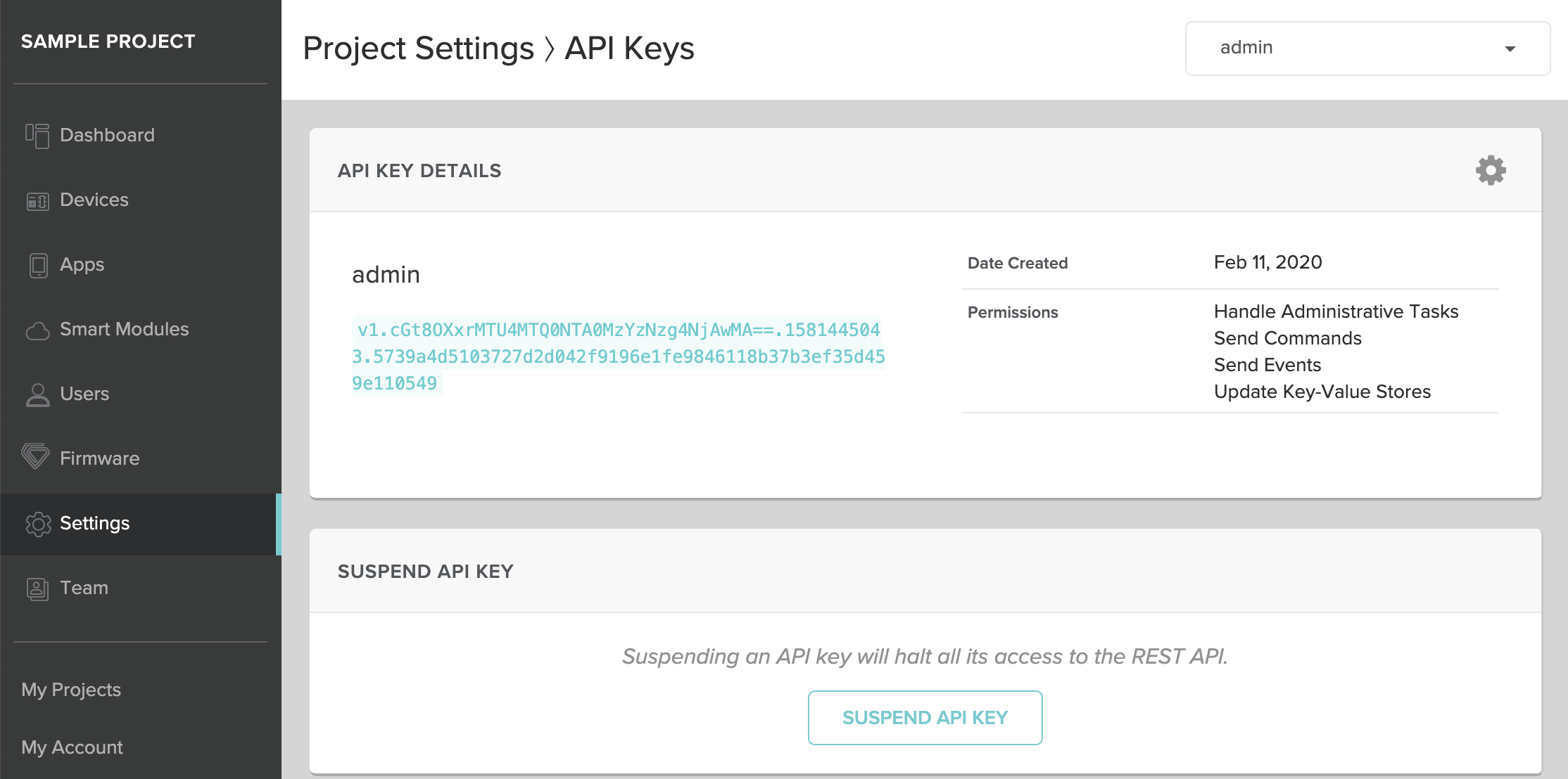 Screenshot - Console Project API Key