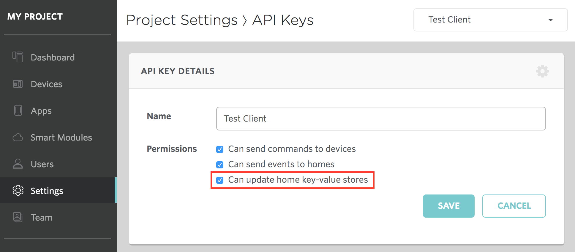 Screenshot - Project API Key